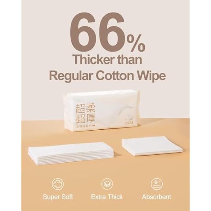 KASTWAVE FACE TOWEL COTTON FACIAL TISSUES, EXTRA SOFT THICK DISPOSABLE DRY WIPES, WET AND DRY FACE TOWELS FOR MAKEUP REMOVE, BABY, CLEANSING, SKINCARE (3 PACK=180COUNT) - Image 4